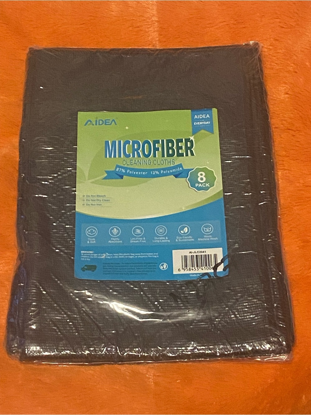 Black Microfiber Cleaning Cloths - 8 Pack